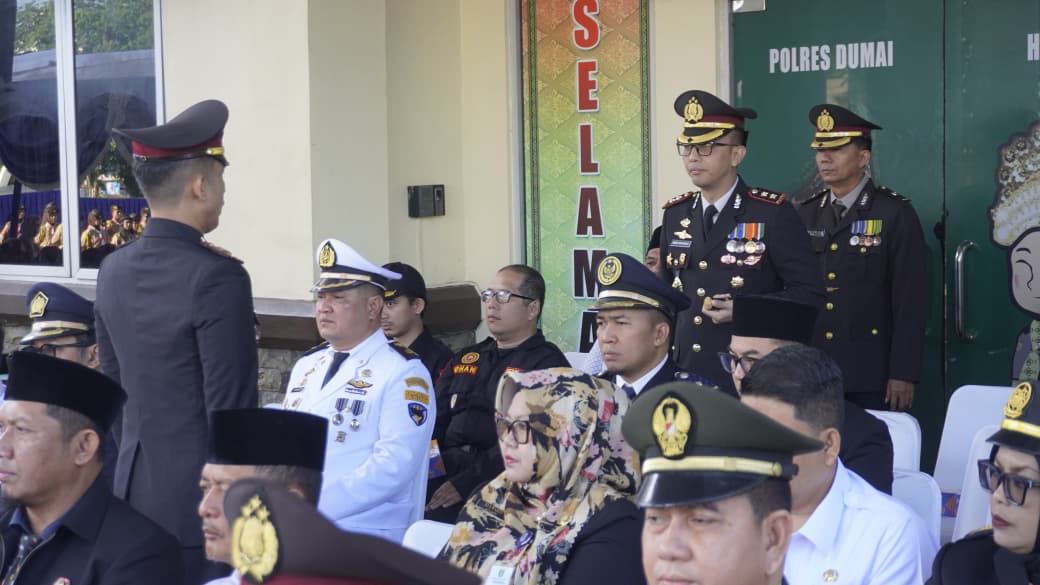 Kantor KSOP Kelas I Dumai Mengikuti Upacara dan Syukuran Hari Bhayangkara Ke-80 Tahun 2026 di Polres Dumai