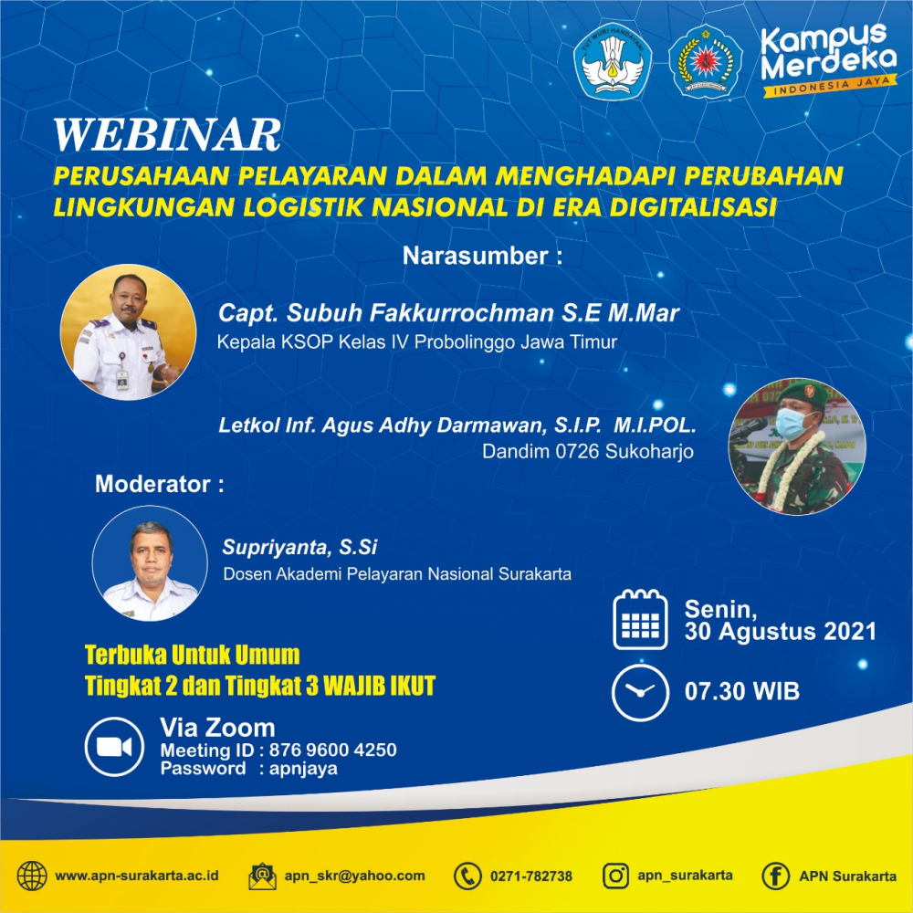 Seminar Nasional : Perusahaan Pelayaran Dalam Menghadapi Perubahan Lingkungan Logistik Nasional di Era Digitalisasi