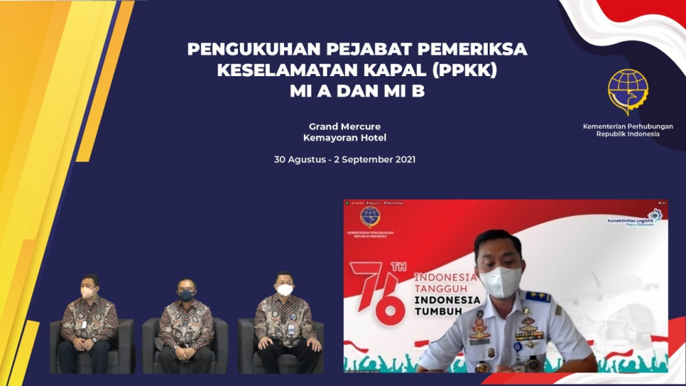 TINGKATKAN KINERJA DALAM MENJAMIN KESELAMATAN PELAYARAN, KEMENHUB LAKUKAN PENGUKUHAN 127 MARINE INSPECTOR