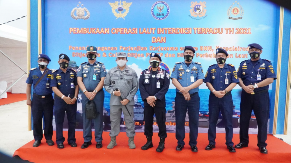 SINERGITAS CEGAH PEREDARAN NARKOTIKA MELALUI JALUR LAUT, KPLP GABUNG TIM OPERASI LAUT INTERDIKSI TERPADU 2021