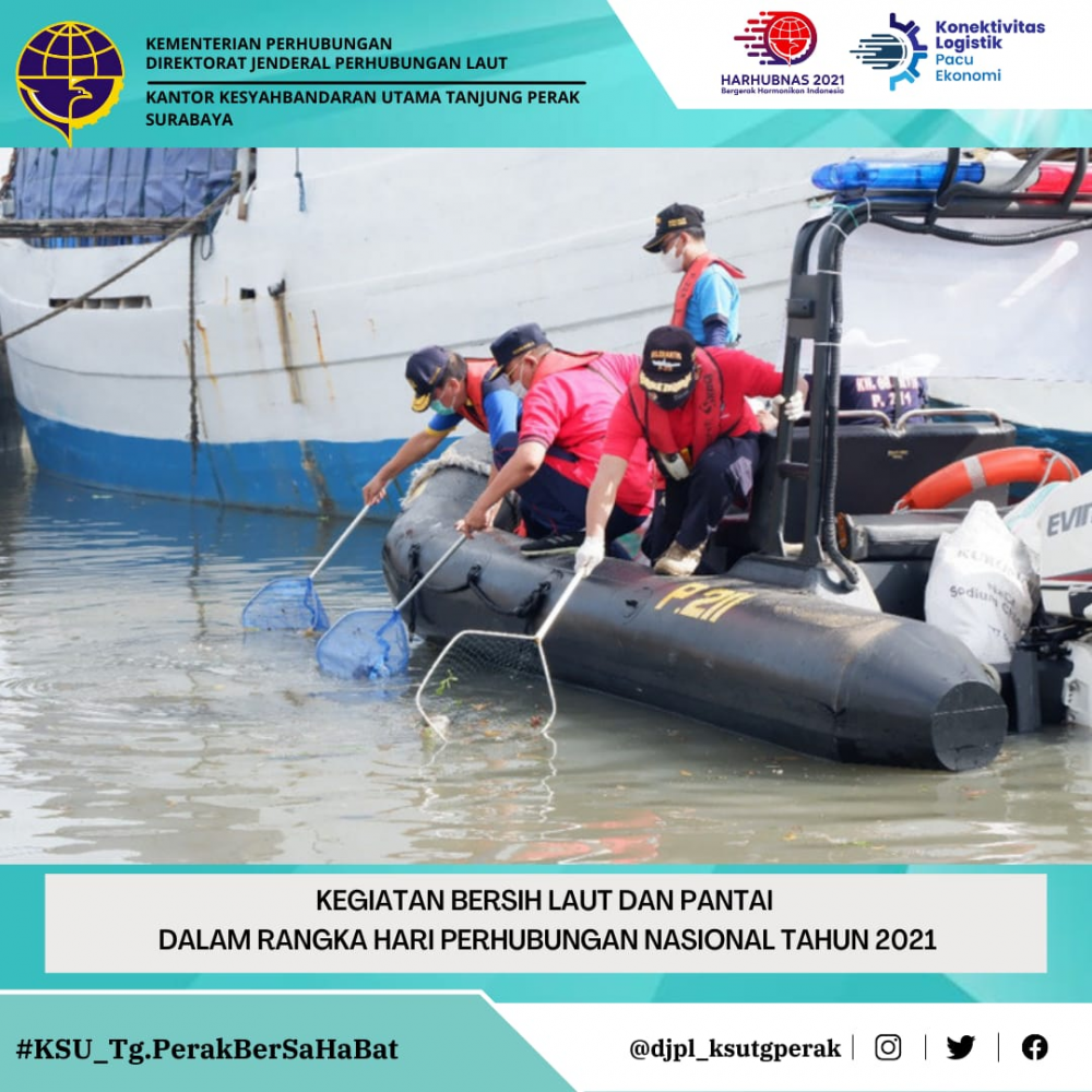 Kegiatan Bersih Laut dan Pantai dalam rangka Hari Perhubungan Nasional 2021