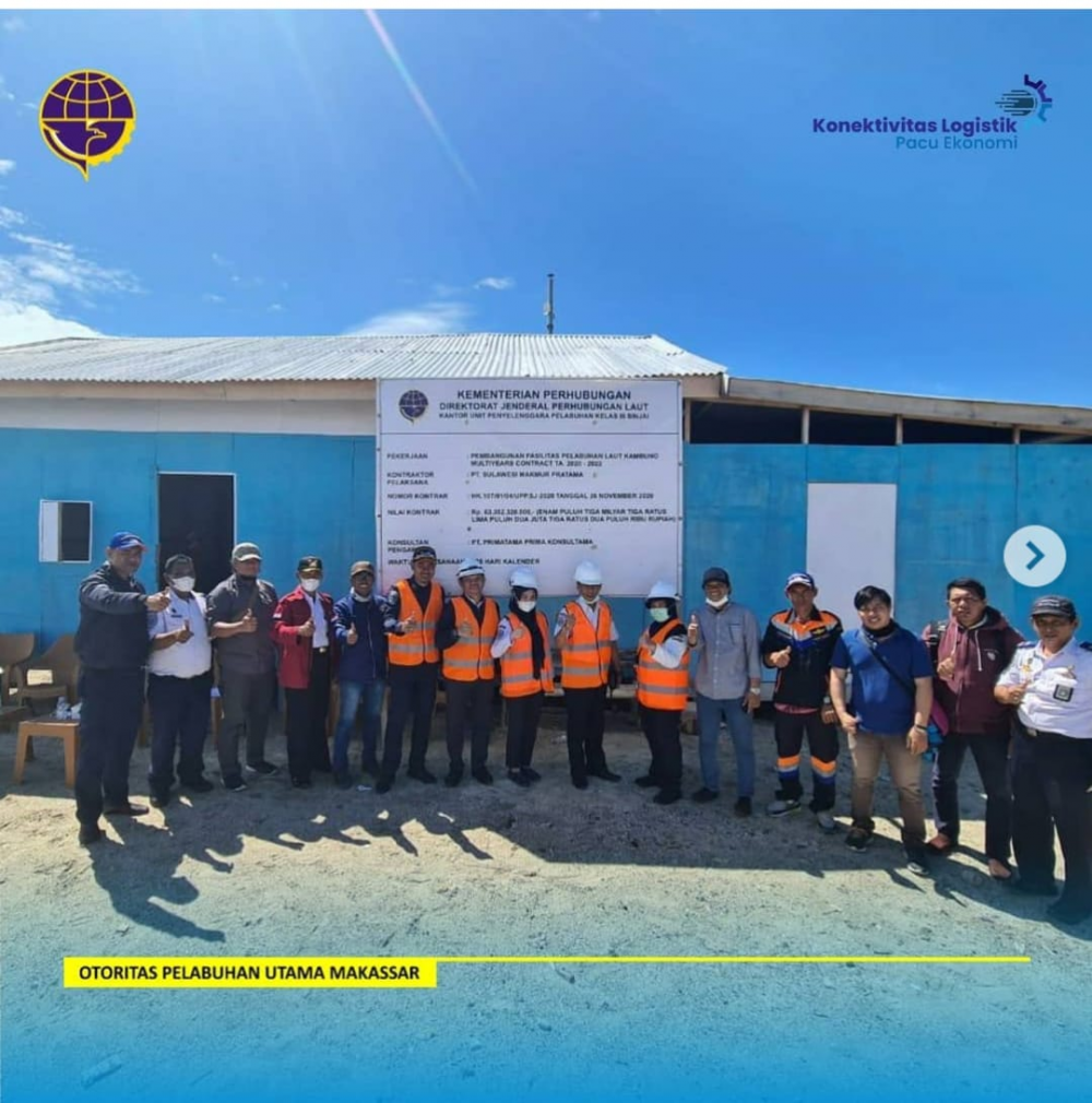 Kantor Otoritas Pelabuhan Utama Makassar melaksanakan kegiatan monitoring dan evaluasi pembangunan fasilitas pelabuhan pulau kambuno pada UPP kelas III Sinjai