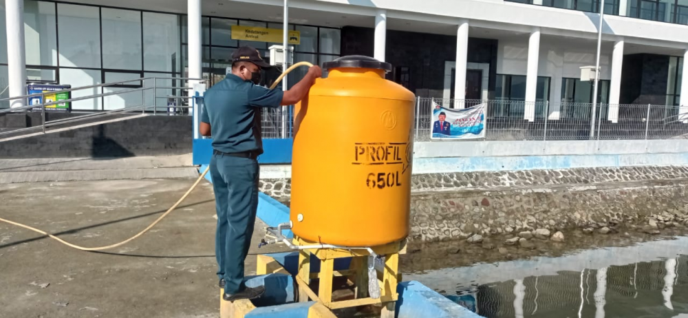 GIAT APEL PAGI DILANJUTKAN DENGAN PENGECEKAN FASILITAS PROTOKOL KESEHATAN DI PELABUHAN BABANG