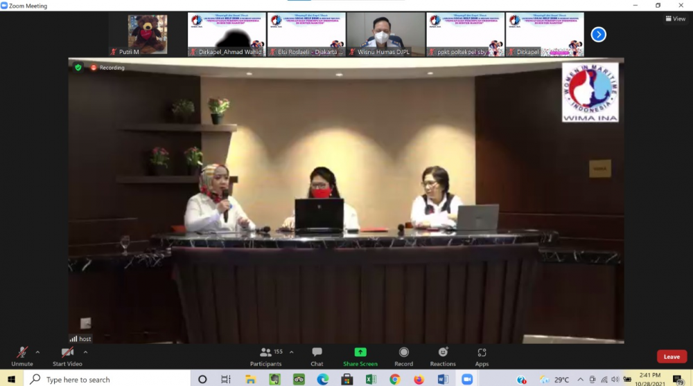 PERINGATI SUMPAH PEMUDA, WIMA INA LUNCURKAN LEGAL HELP DESK PADA WEBINAR “PENCAPAIAN PEREMPUAN INDONESIA DI SEKTOR MARITIM”