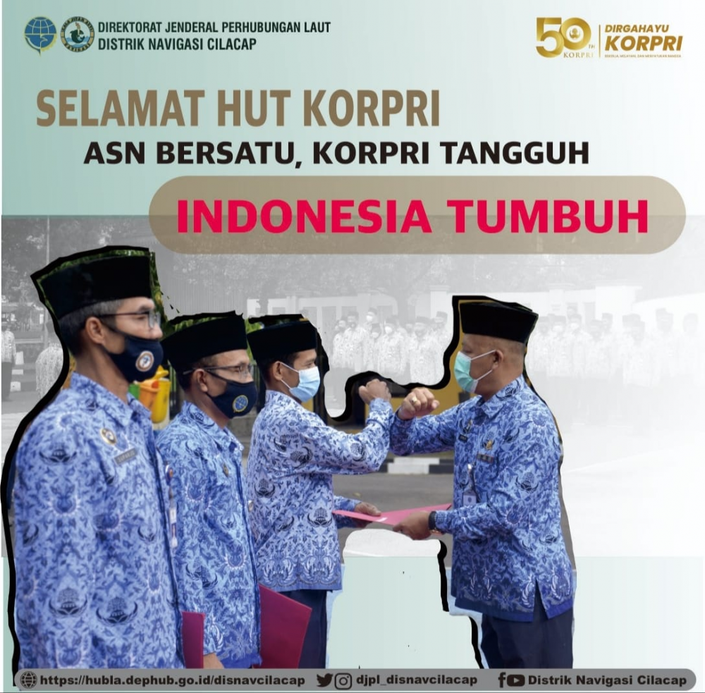 Upacara Peringatan Hari Ulang Tahun KORPRI ke 50 di Lingkungan Kantor Distrik Navigasi Kelas III Cilacap