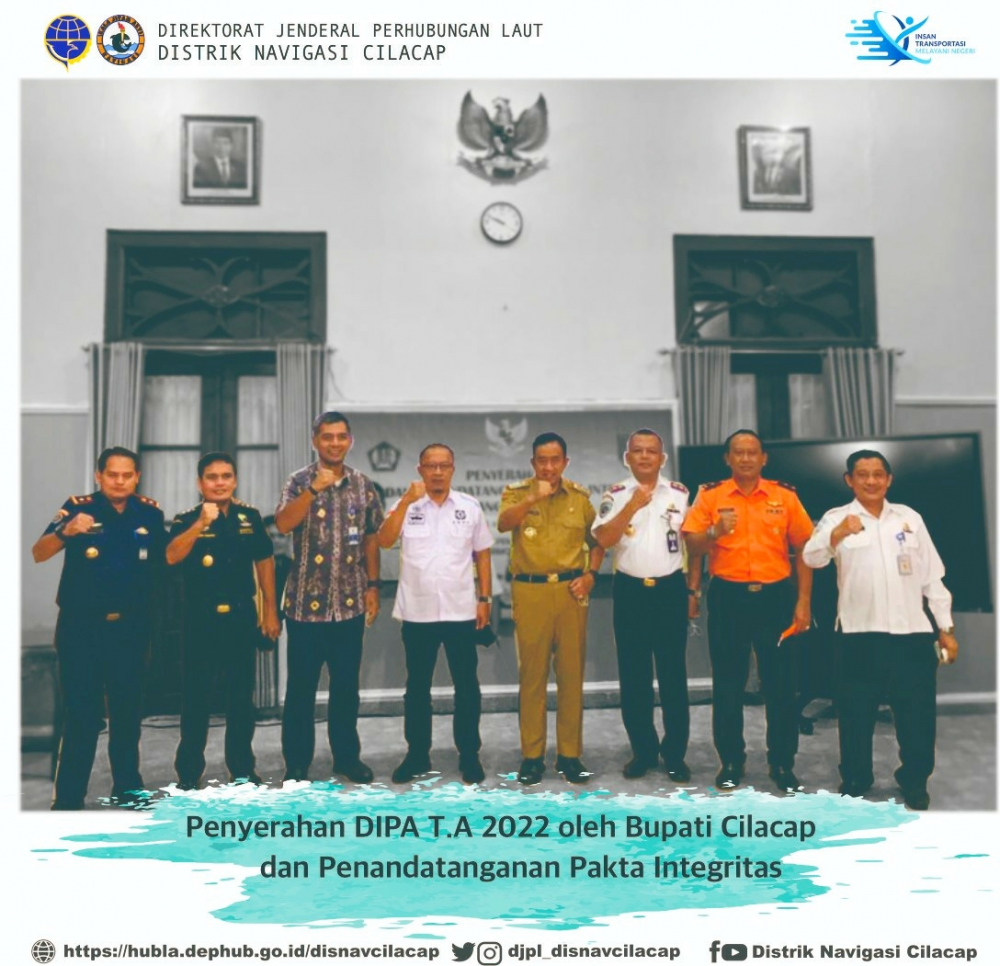 PENYERAHAN DIPA PETIKAN TA 2022 OLEH BUPATI CILACAP DAN PENANDATANGANAN PAKTA INTEGRITAS