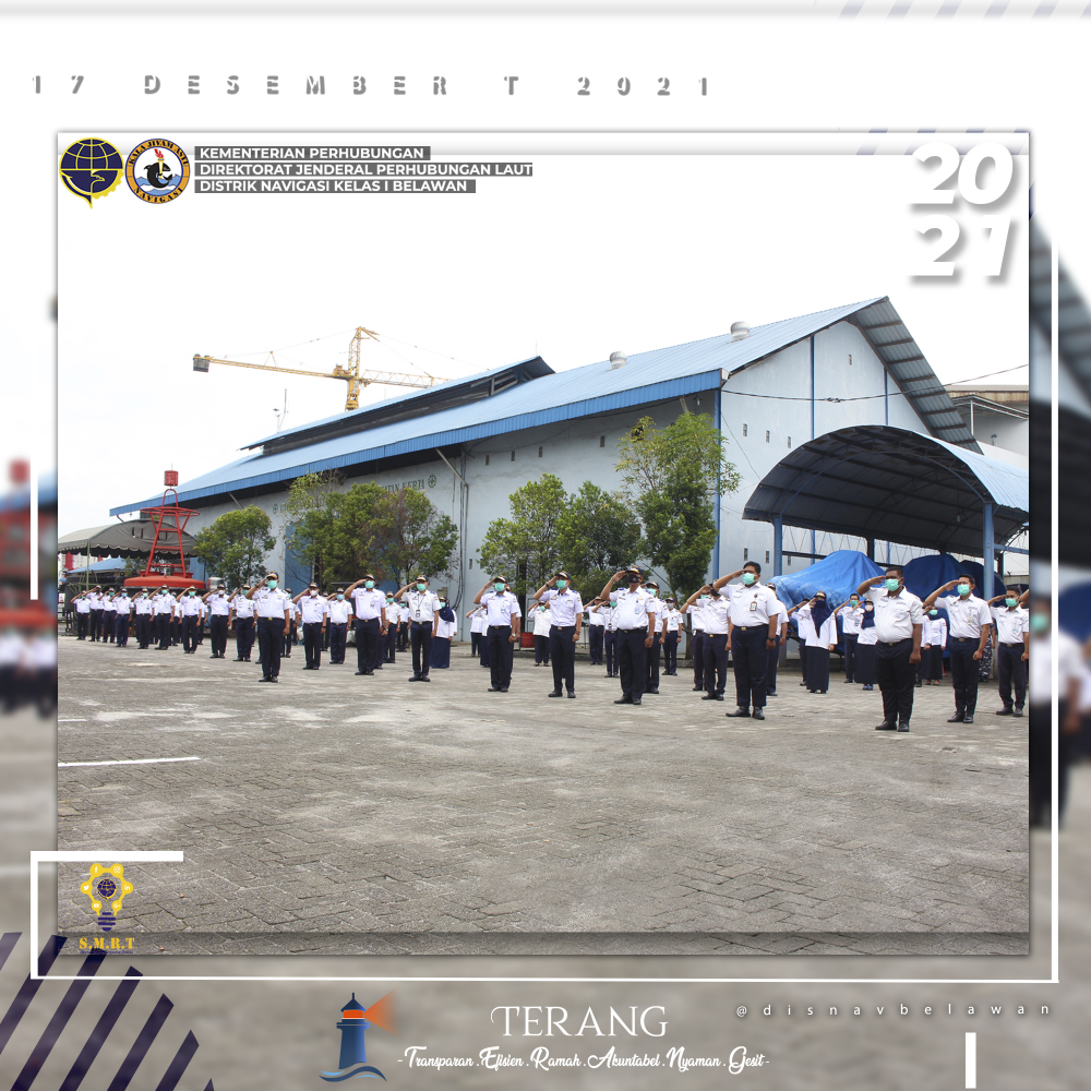 DISTRIK NAVIGASI KELAS I BELAWAN GELAR APEL SIAGA PASTIKAN KESIAPAN PETUGAS JAGA POSKO ANGKUTAN LAUT DALAM RANGKA NATAL 2021 DAN TAHUN BARU TAHUN 2022