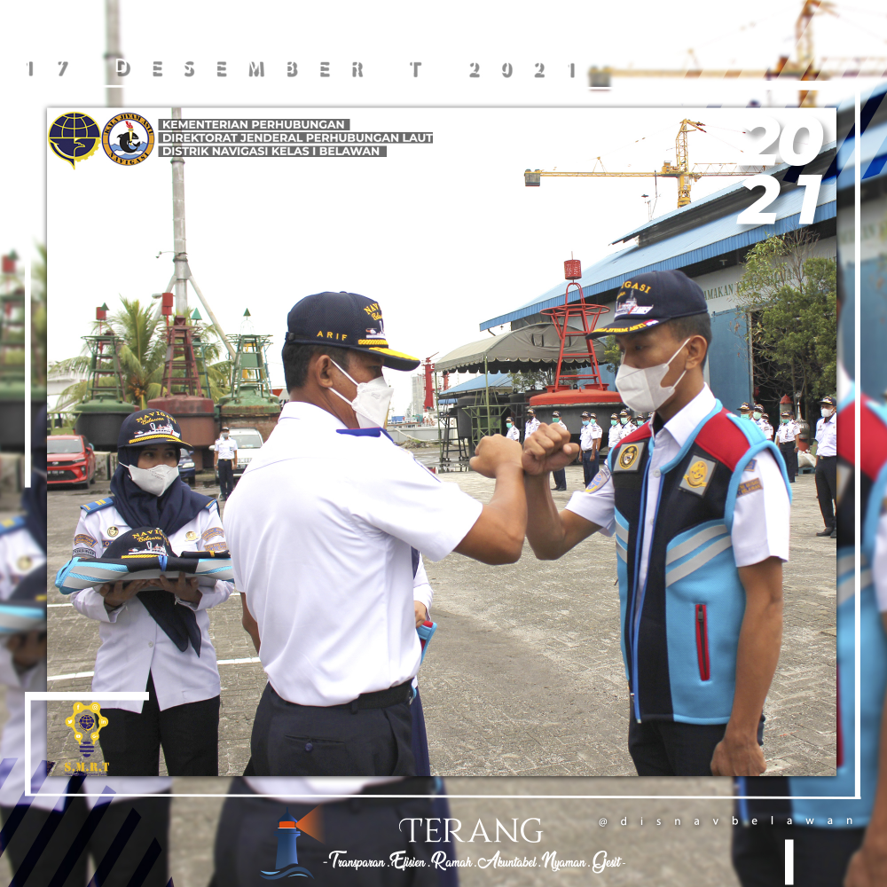DISTRIK NAVIGASI KELAS I BELAWAN GELAR APEL SIAGA PASTIKAN KESIAPAN PETUGAS JAGA POSKO ANGKUTAN LAUT DALAM RANGKA NATAL 2021 DAN TAHUN BARU TAHUN 2022