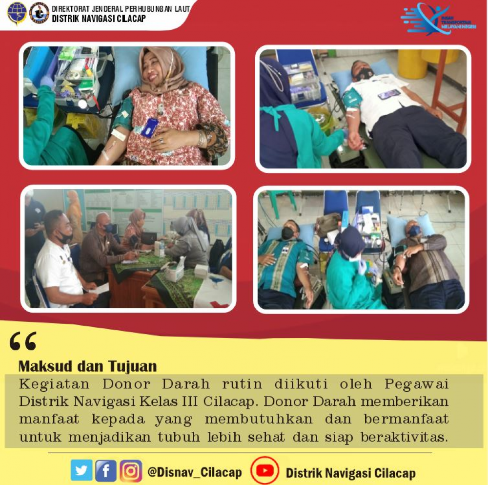 Kegiatan Sosial Donor Darah Pegawai Distrik Navigasi Kelas III Cilacap