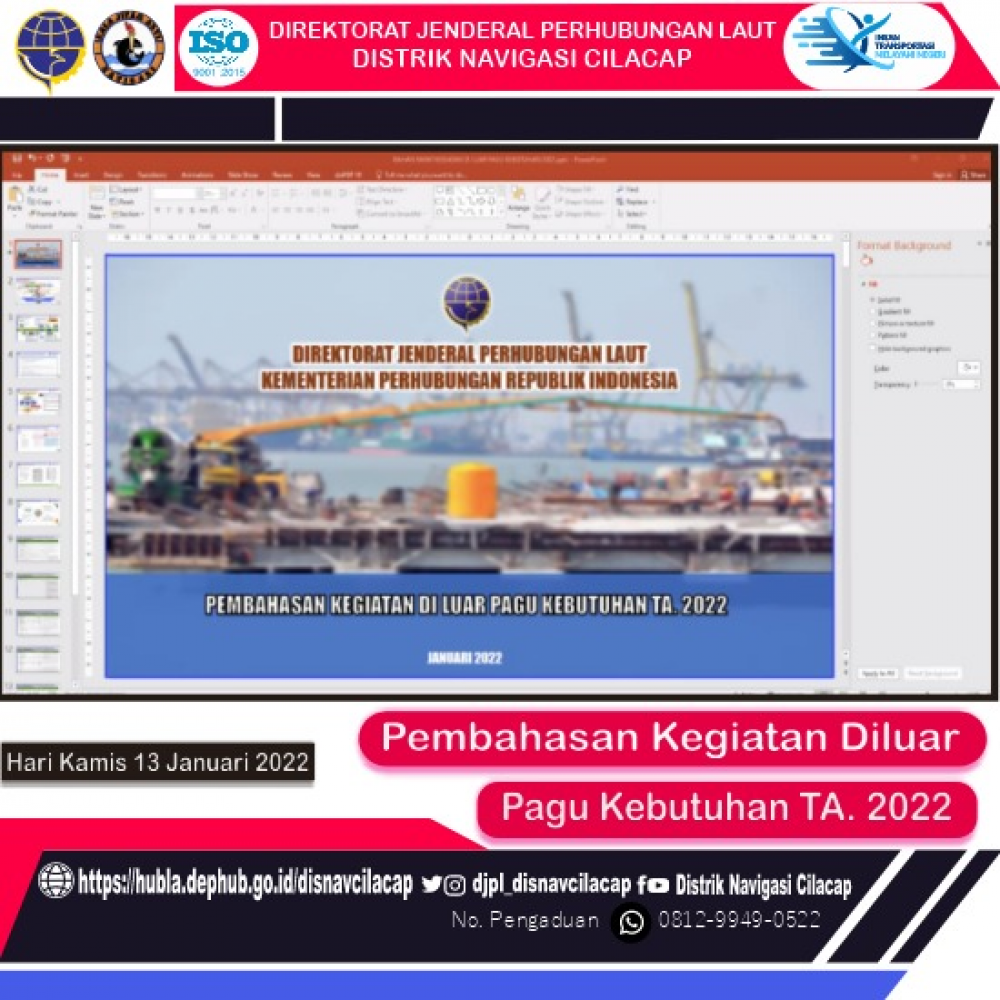 Pembahasan Daftar Kegiatan di Luar Pagu Kebutuhan Sub Sektor Perhubungan Laut TA 2022