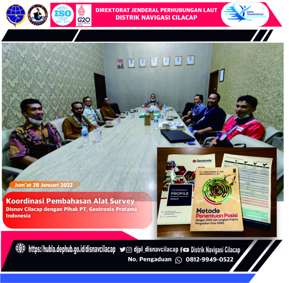 Koordinasi Pembahasan Alat Survei Distrik Navigasi Cilacap dengan pihak PT.Geotronix Pratama Indonesia