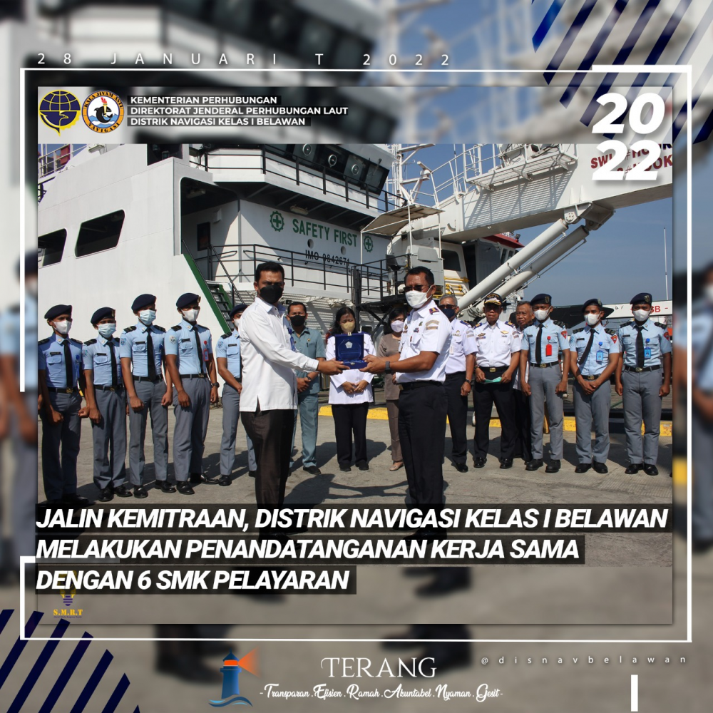 Jalin Kemitraan, Distrik Navigasi Kelas I Belawan melakukan penandatanganan kerja sama dengan 6 SMK Pelayaran