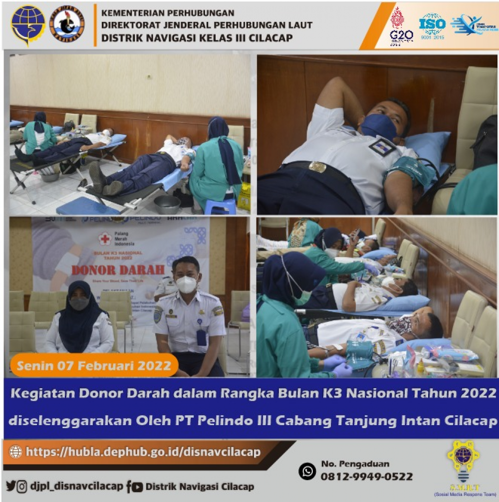 Donor Darah dalam rangka Peringatan Bulan K3 Tahun 2022, Senin 07 Februari 2022