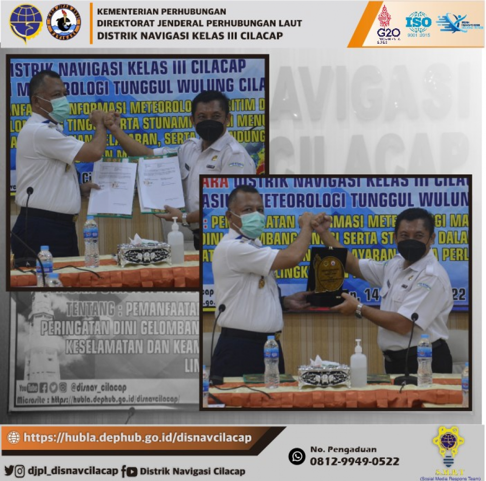 Penandatanganan MOU Standar Operasional Prosedur Bersama antara Distrik Navigasi Cilacap dengan Stasiun Meteorologi Cilacap Di Bidang Kemaritiman