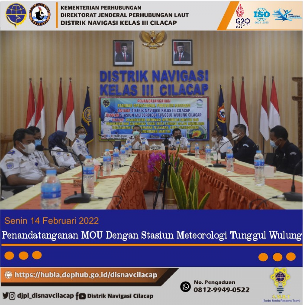 Penandatanganan MOU Standar Operasional Prosedur Bersama antara Distrik Navigasi Cilacap dengan Stasiun Meteorologi Cilacap Di Bidang Kemaritiman