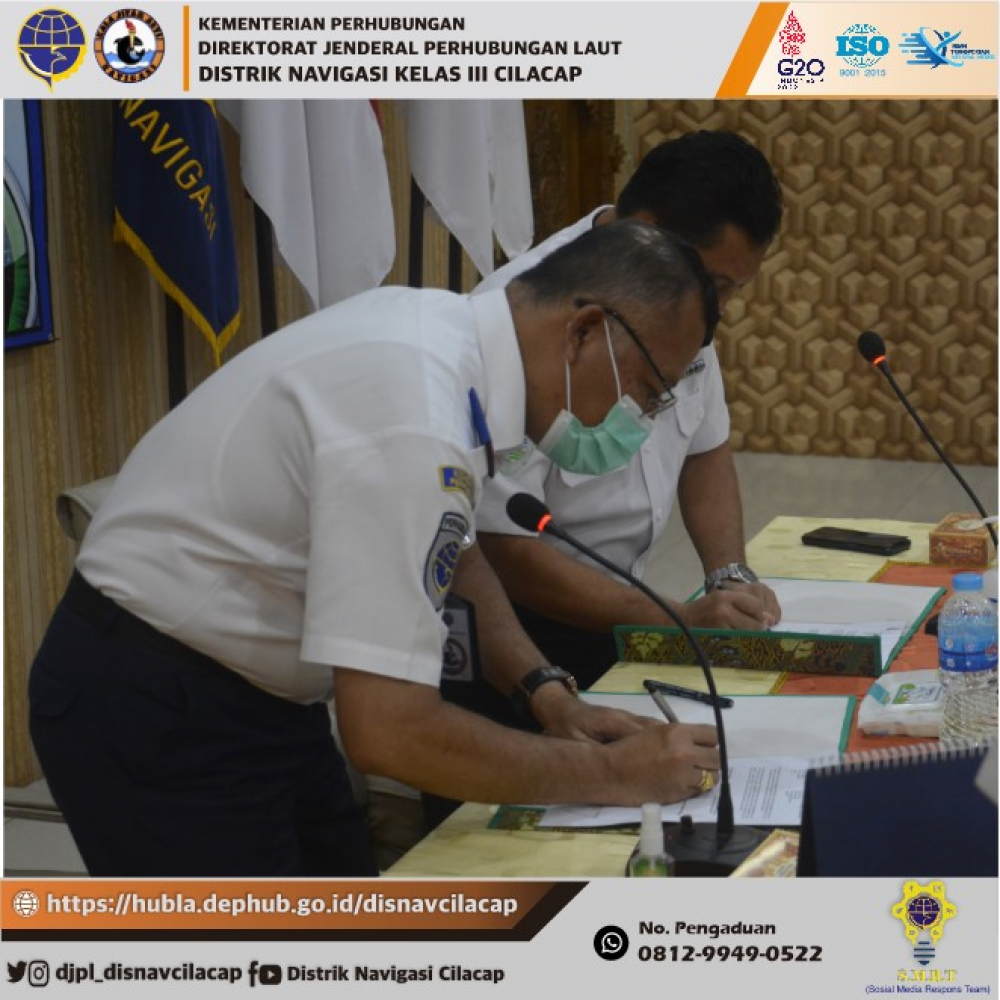 Penandatanganan MOU Standar Operasional Prosedur Bersama antara Distrik Navigasi Cilacap dengan Stasiun Meteorologi Cilacap Di Bidang Kemaritiman