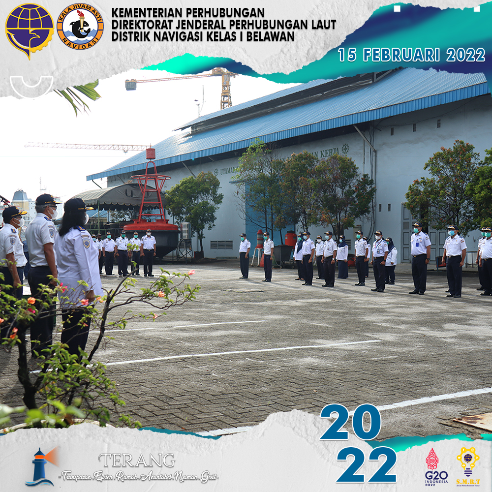 KEGIATAN APEL PENYEMATAN PANGKAT PENGABDIAN DAN PELEPASAN SERTA PERSIAPAN PURNA BAKTI DI LINGKUNGAN DISTRIK NAVIGASI KELAS I BELAWAN