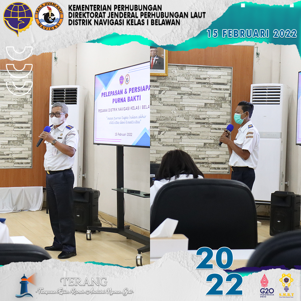 KEGIATAN APEL PENYEMATAN PANGKAT PENGABDIAN DAN PELEPASAN SERTA PERSIAPAN PURNA BAKTI DI LINGKUNGAN DISTRIK NAVIGASI KELAS I BELAWAN