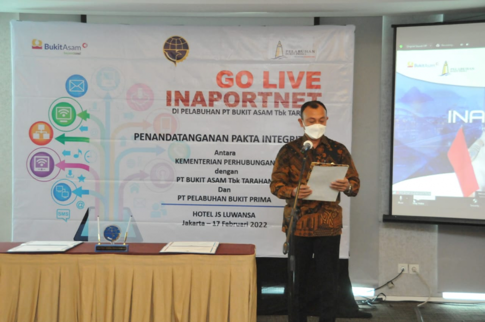 KOMITMEN TINGKATKAN KELANCARAN ARUS BARANG, TUKS BUKIT ASAM UNIT PELABUHAN TARAHAN LAMPUNG RESMI TERAPKAN INAPORTNET