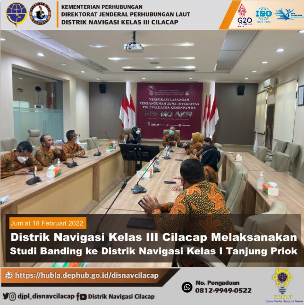 Distrik Navigasi Kelas III Cilacap melaksanakan Studi Banding ke Distrik Navigasi Kelas I Tanjung Priok, (18/02/2022)