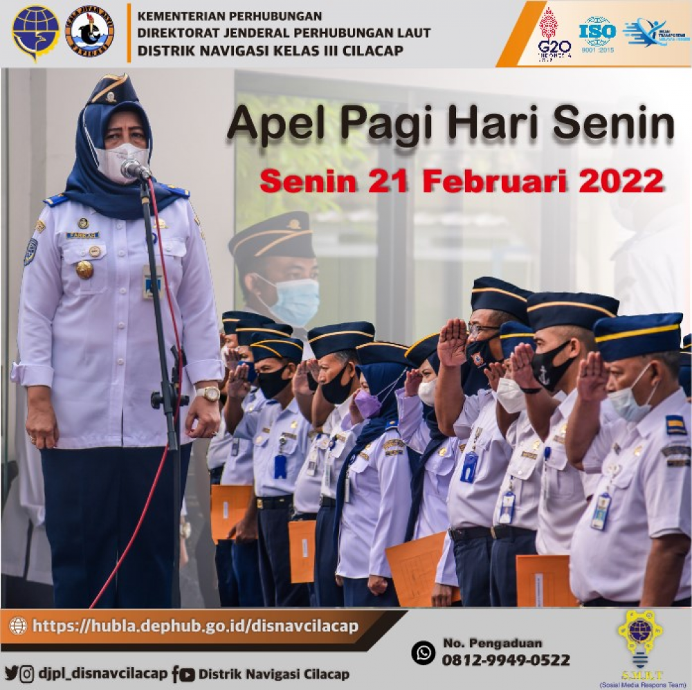 Kegiatan Apel Distrik Navigasi Kelas III Cilacap, Hari Senin Tanggal 21 Februari 2022