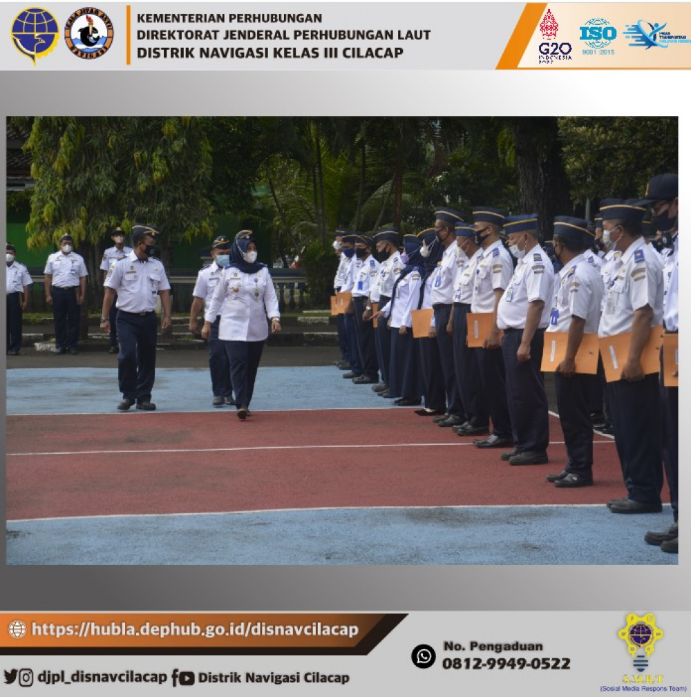 Kegiatan Apel Distrik Navigasi Kelas III Cilacap, Hari Senin Tanggal 21 Februari 2022