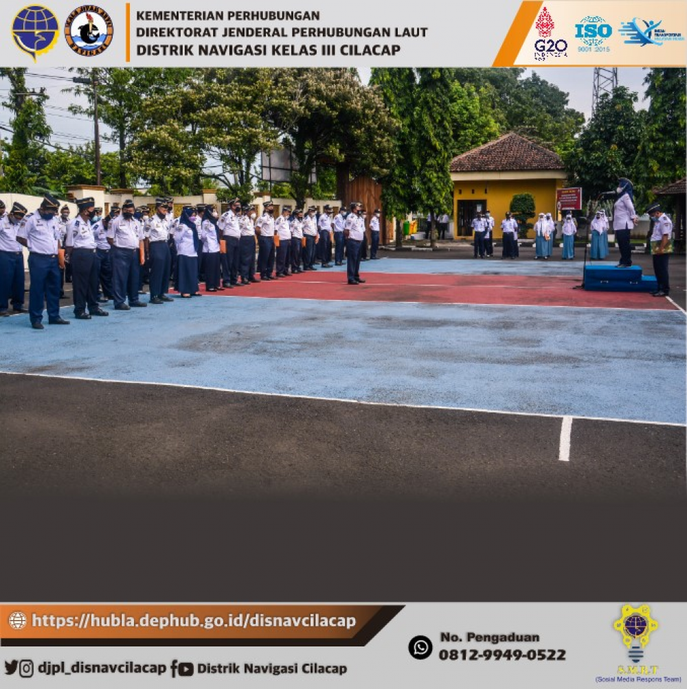 Kegiatan Apel Distrik Navigasi Kelas III Cilacap, Hari Senin Tanggal 21 Februari 2022