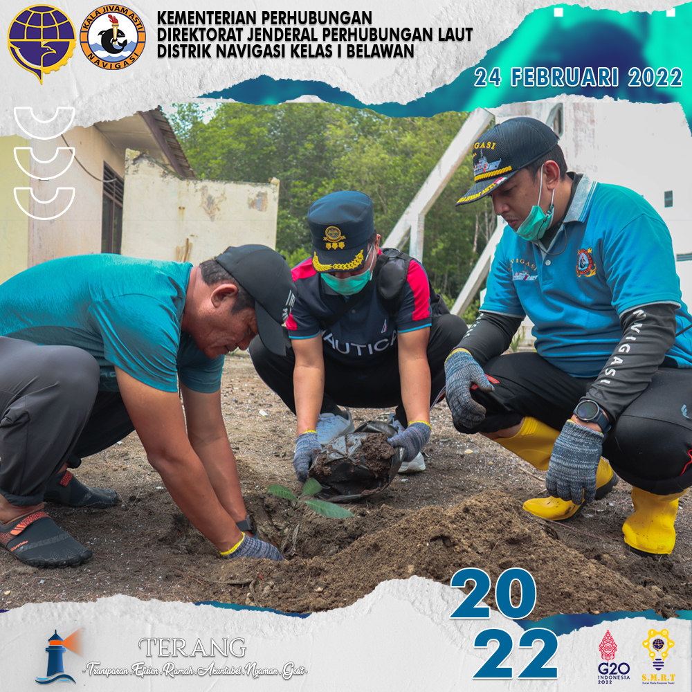 KEGIATAN KERJA BAKTI DAN PENANAMAN POHON DI LOKASI MENARA SUAR NIPAH LARANGAN DSI.315 SEBAGAI PINTU GERBANG KESELAMATAN PELAYARAN