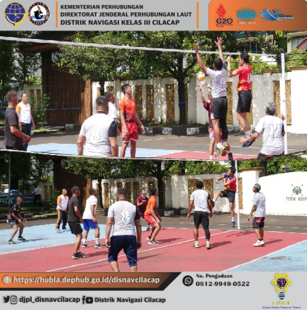 Tingkatkan Persahabatan, Distrik Navigasi Cilacap Dan Badan SAR Nasional Cilacap Gelar Olahraga Bersama Bola Voli (Hari Jum’at, 04 Maret 2022)