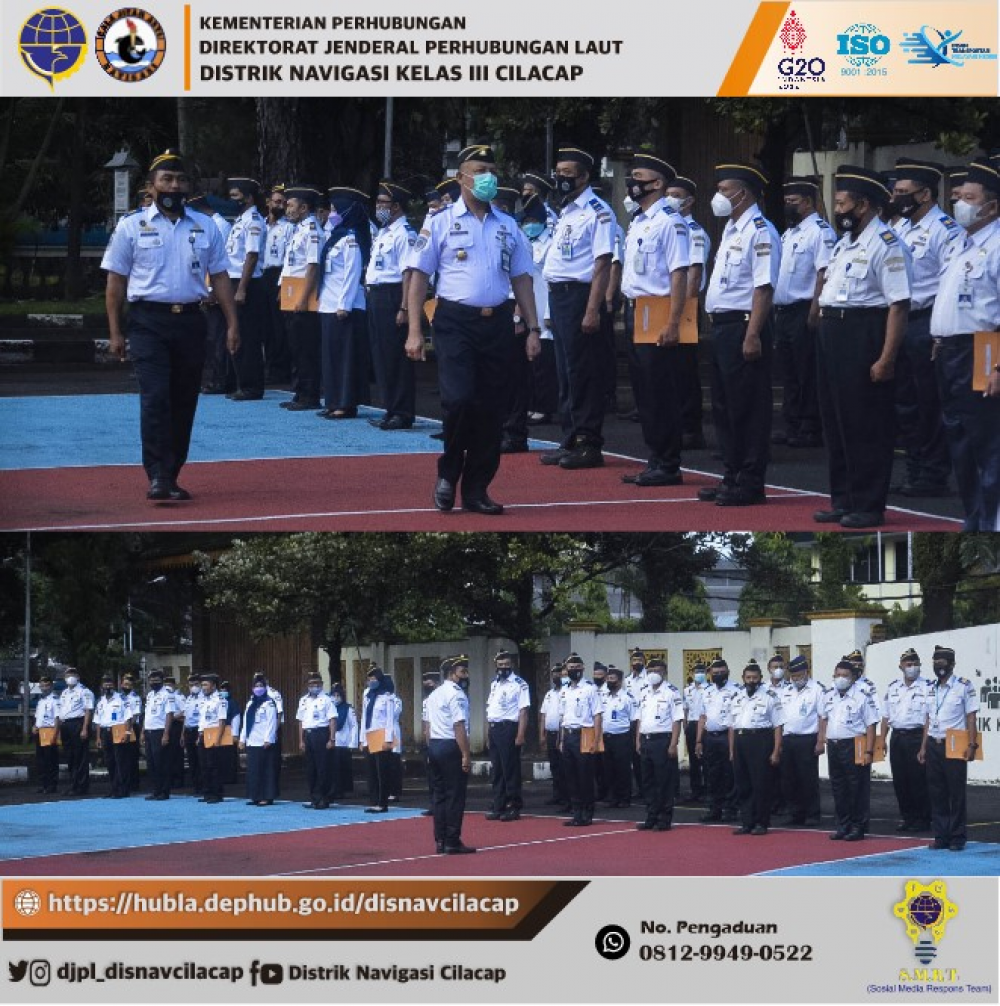 Apel Pagi Pegawai Distrik Navigasi Cilacap,pada Halaman Kantor Distrik Navigasi, Hari Senin (14 Maret 2022 )