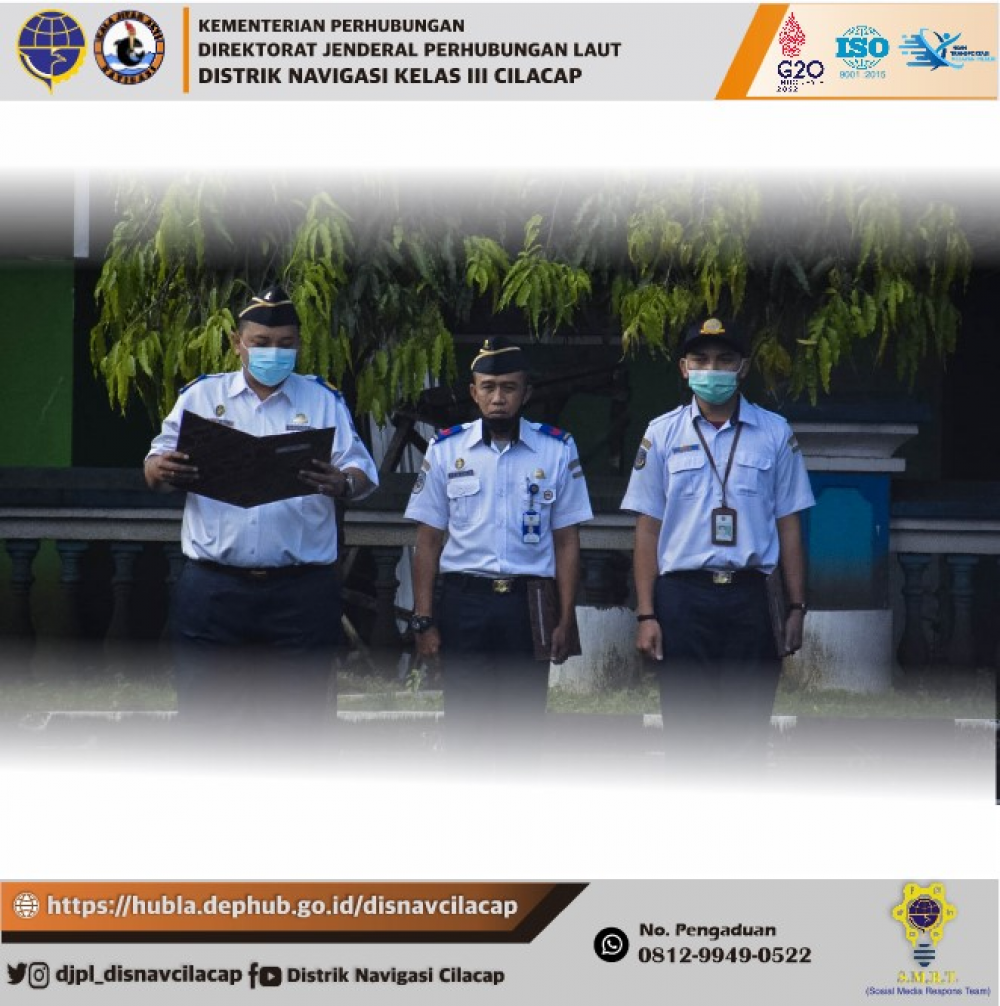 Apel Pagi Pegawai Distrik Navigasi Cilacap,pada Halaman Kantor Distrik Navigasi, Hari Senin (14 Maret 2022 )