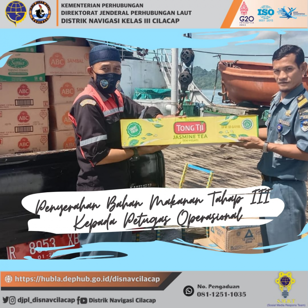 Penyerahan Bahan Makanan Tahap III Kepada Petugas Operasional Distrik Navigasi Cilacap