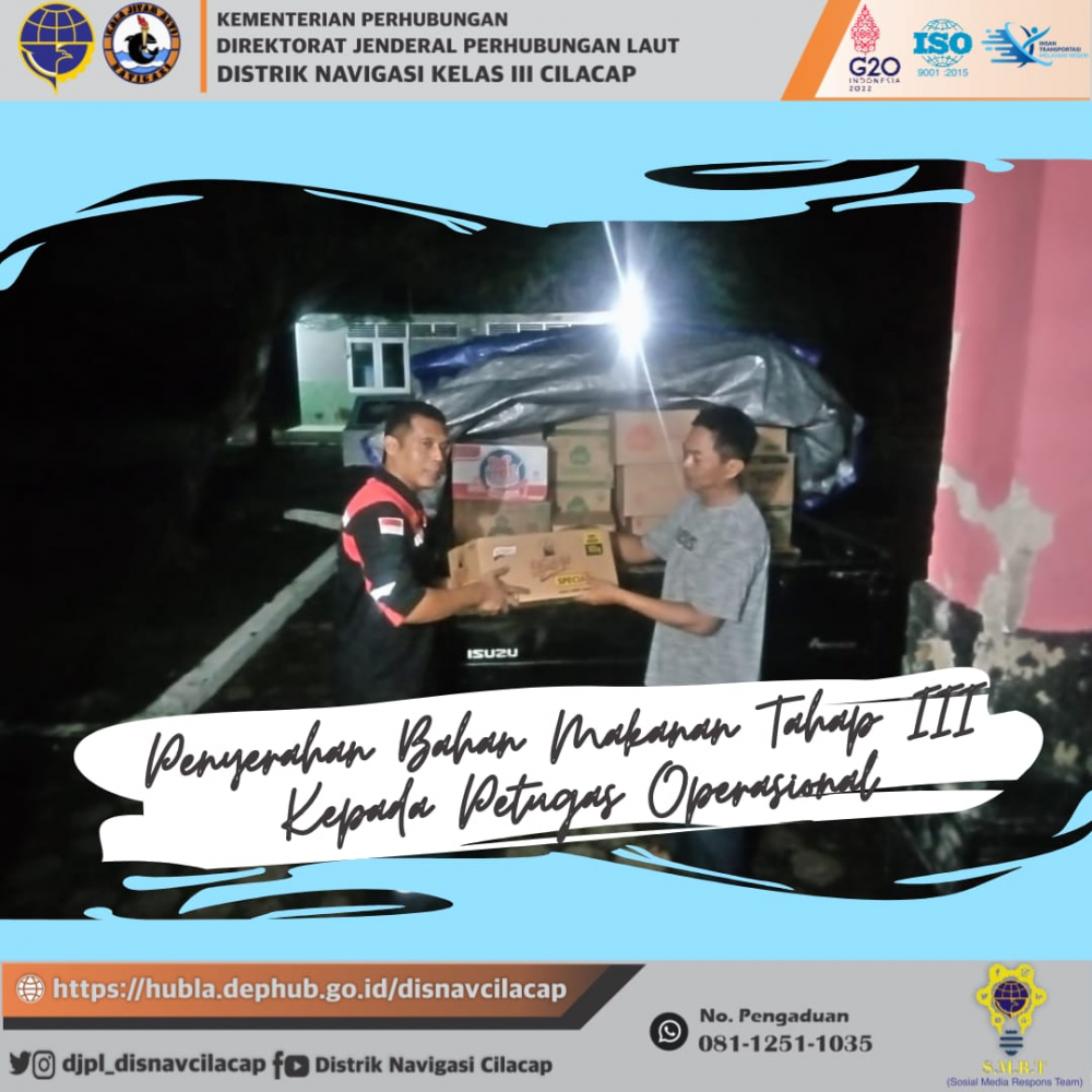 Penyerahan Bahan Makanan Tahap III Kepada Petugas Operasional Distrik Navigasi Cilacap