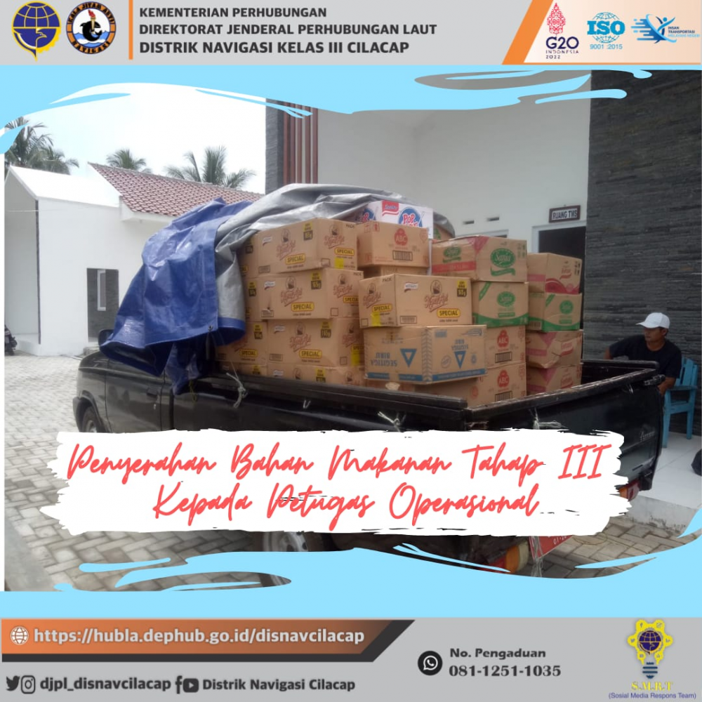 Penyerahan Bahan Makanan Tahap III Kepada Petugas Operasional Distrik Navigasi Cilacap