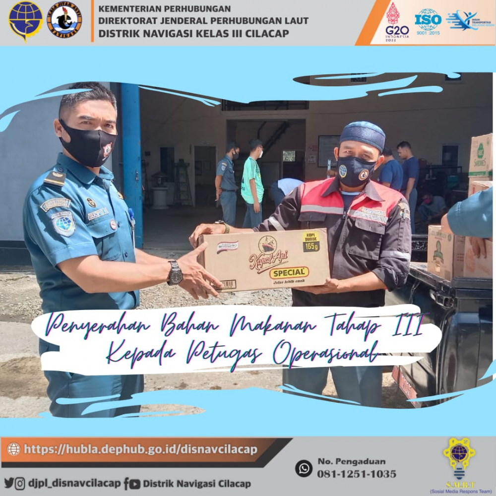 Penyerahan Bahan Makanan Tahap III Kepada Petugas Operasional Distrik Navigasi Cilacap