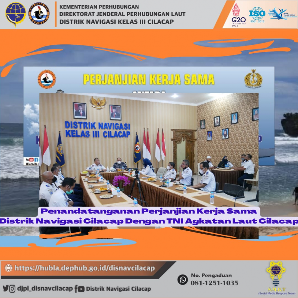 Penandatanganan Perjanjian Kerja Sama Distrik Navigasi Cilacap Dengan LANTAMAL Cilacap Tahun 2022