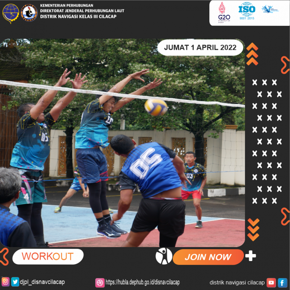 Tingkatkan Persahabatan, Distrik Navigasi Cilacap, Badan SAR Nasional Cilacap Dan Bank Gunung Slamet Gelar Olahraga Bersama Bola Voli (Hari Jum’at, 01 April 2022)