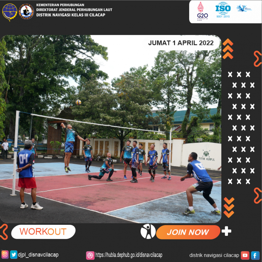 Tingkatkan Persahabatan, Distrik Navigasi Cilacap, Badan SAR Nasional Cilacap Dan Bank Gunung Slamet Gelar Olahraga Bersama Bola Voli (Hari Jum’at, 01 April 2022)