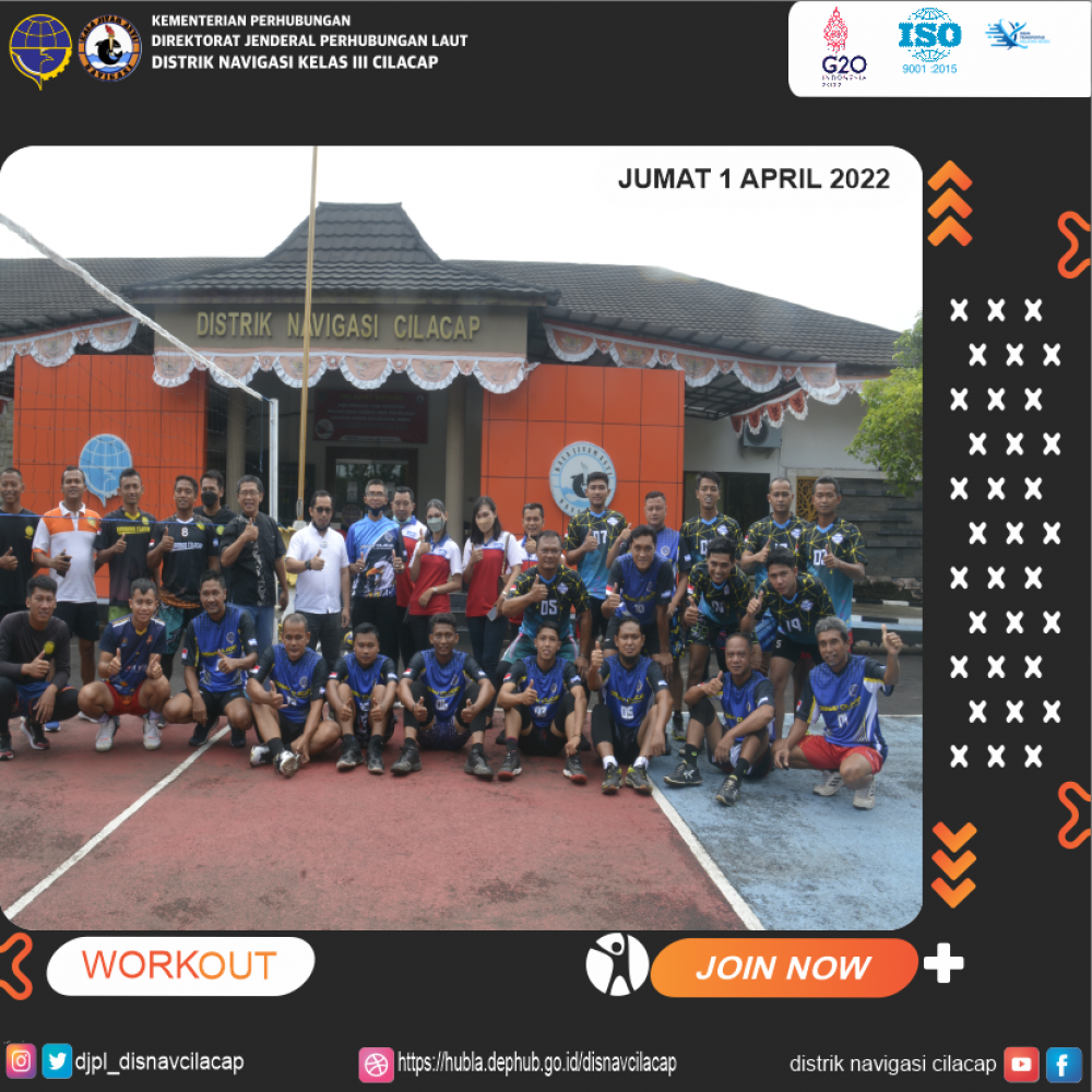 Tingkatkan Persahabatan, Distrik Navigasi Cilacap, Badan SAR Nasional Cilacap Dan Bank Gunung Slamet Gelar Olahraga Bersama Bola Voli (Hari Jum’at, 01 April 2022)