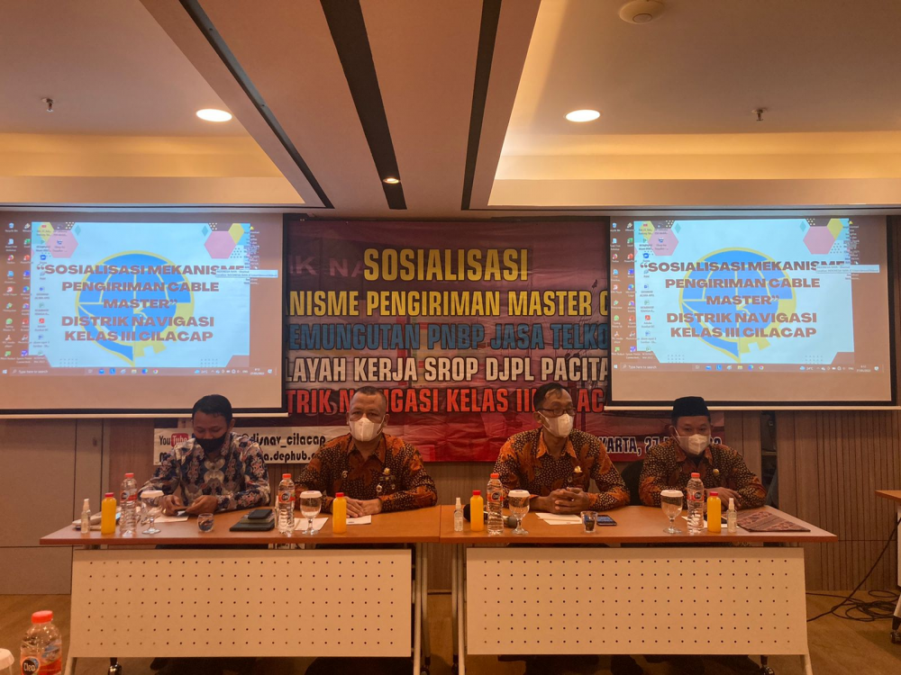 SOSIALISASI  MEKANISME PENGIRIMAN MASTERCABLE  DAN PEMUNGUTAN PNBP JASA TELKOMPEL WILAYAH KERJA SROP DJPL PACITAN DISTRIK NAVIGASI KELAS III CILACAP