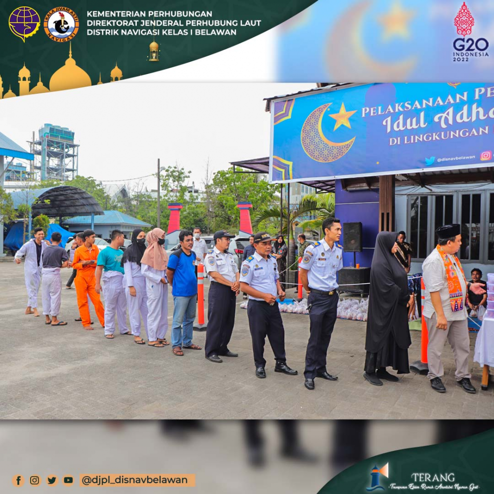 Pelaksanaan Penyembelihan Hewan Qurban Idul Adha 1443 H / 2022 M dI Lingkungan Distrik Navigasi Kelas I Belawan