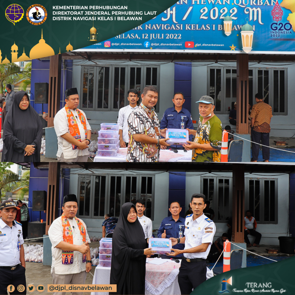 Pelaksanaan Penyembelihan Hewan Qurban Idul Adha 1443 H / 2022 M dI Lingkungan Distrik Navigasi Kelas I Belawan