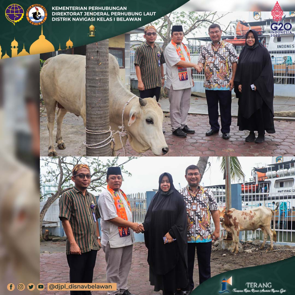 Pelaksanaan Penyembelihan Hewan Qurban Idul Adha 1443 H / 2022 M dI Lingkungan Distrik Navigasi Kelas I Belawan