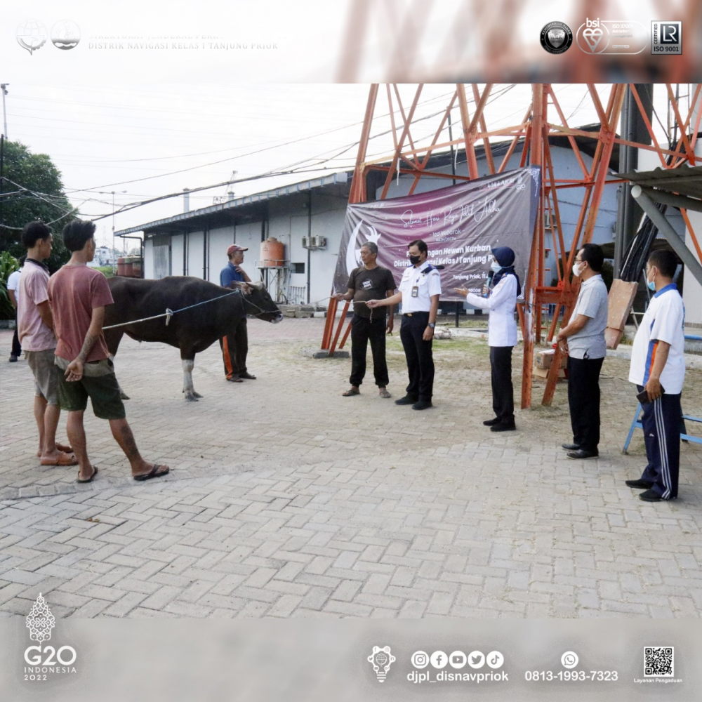 Merayakan Hari Raya Idul Adha Distrik Navigasi Kelas I Tanjung Priok melaksanakan penyembelihan hewan kurban
