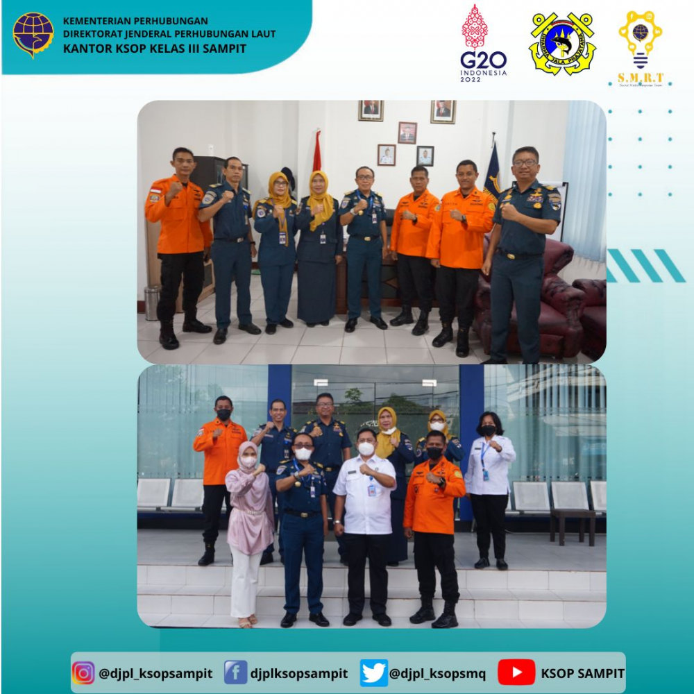 Kunjungan kerja dari Badan Narkotika Nasional Provinsi (BNNP) Kalteng dan Basarnas Palangka Raya di Kantor KSOP Kelas III Sampit