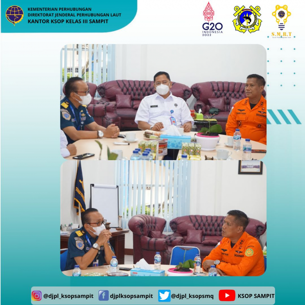 Kunjungan kerja dari Badan Narkotika Nasional Provinsi (BNNP) Kalteng dan Basarnas Palangka Raya di Kantor KSOP Kelas III Sampit