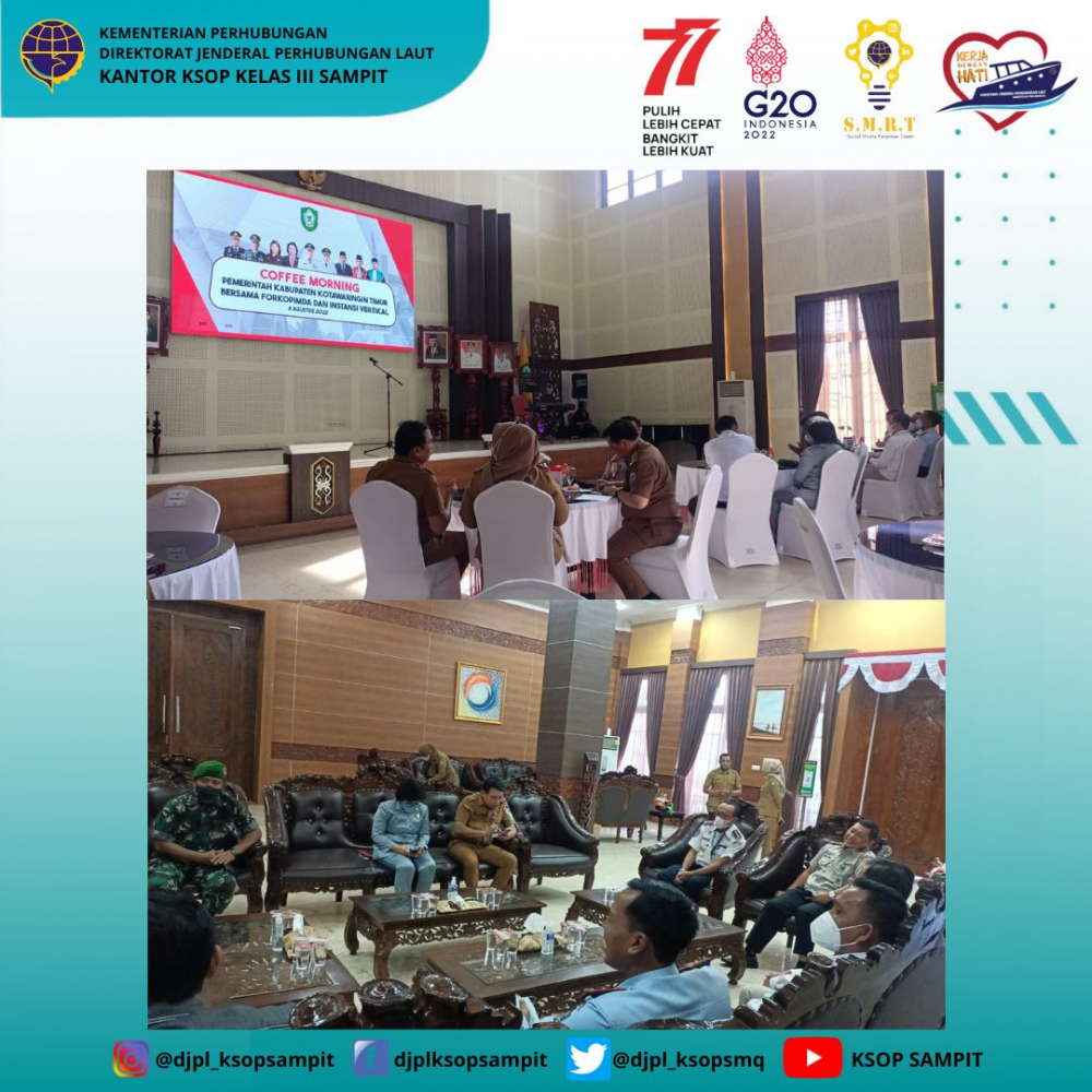 Coffe Morning Pemerintah Kabupaten Kotawaringin Timur Bersama FORKOPIMDA dan INTANSI VERTIKAL bertempat di Aulah Rumah Jabatan Bupati Kotawaringin Timur