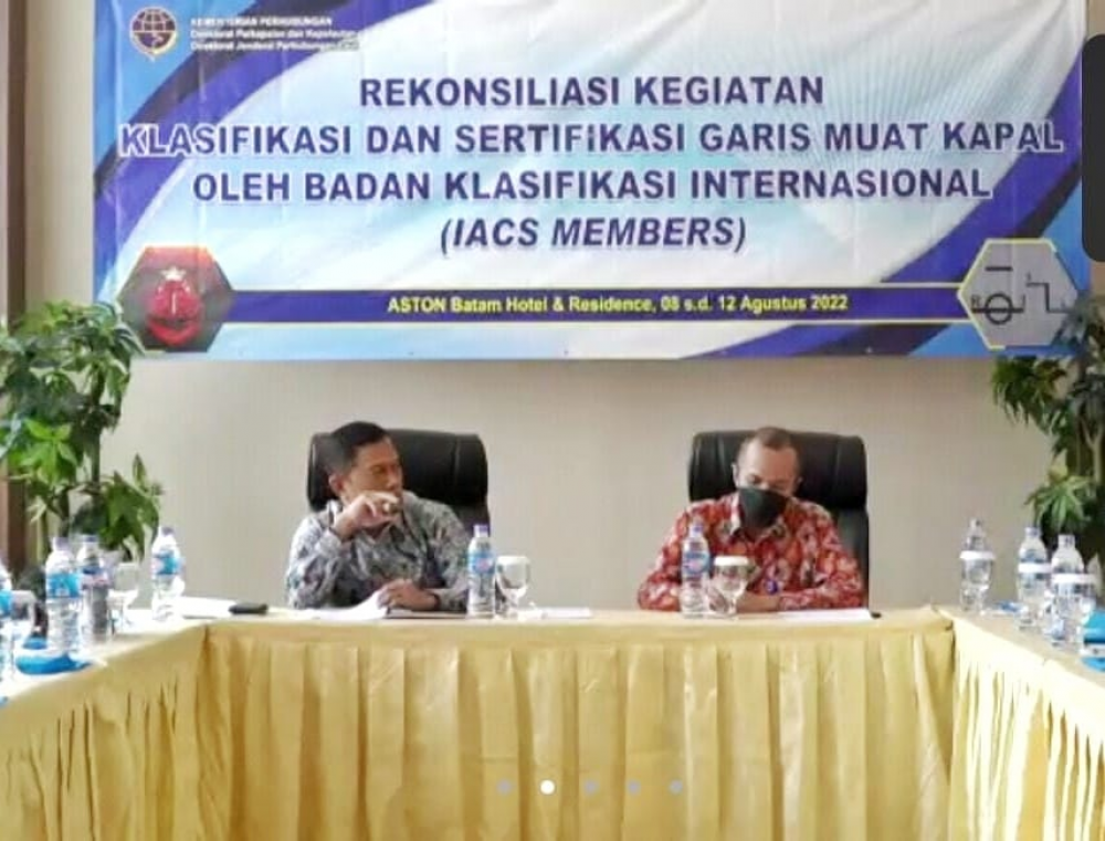 KEMENHUB LAKUKAN REKONSILIASI KLASIFIKASI KAPAL BERBENDERA INDONESIA DAN SERTIFIKASI GARIS MUAT KAPAL OLEH BADAN KLASIFIKASI INTERNASIONAL (IACS MEMBER)