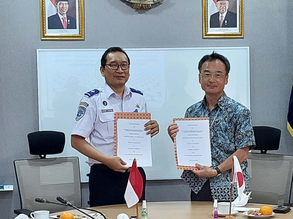 KEMENHUB DAN JICA TANDATANGANI KESEPAKATAN DISKUSI TERKAIT KERJASAMA TEKNIS DALAM PENGEMBANGAN SISTEM PENGELOLAAN PELABUHAN PATIMBAN