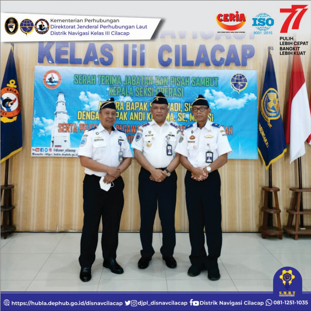 Apel Pagi, Pisah Sambut Kasi Operasi serta Pelepasan Purna Tugas di Lingkungan Kantor Distrik Navigasi Cilacap